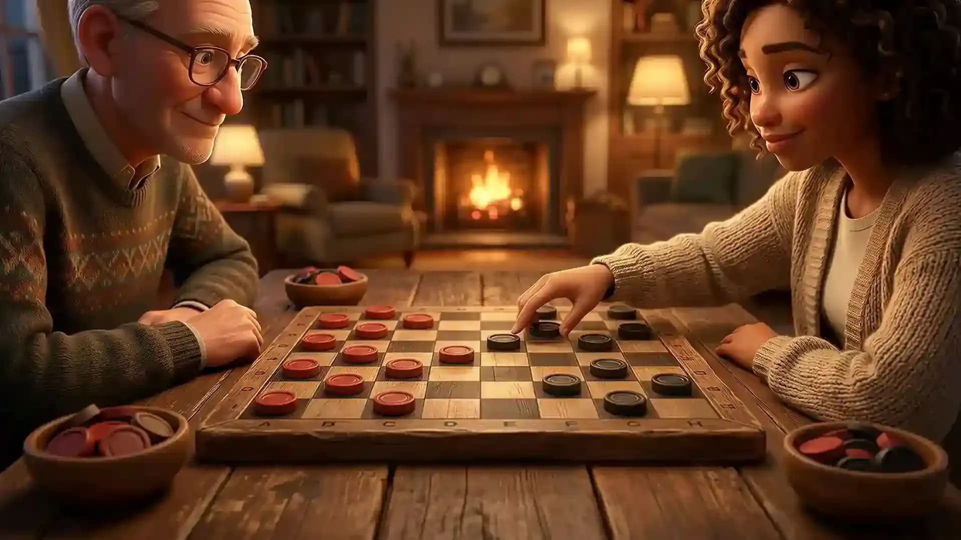King moves in checkers showing diagonal movement on board